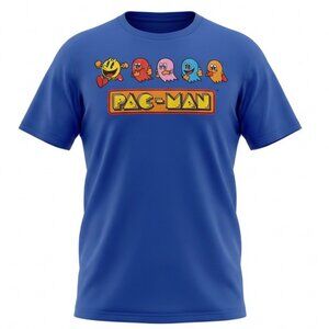 C-LIFE GROUP PacMan Graphic T-Shirt Tee Men XL Cobalt Blue Crew Neck Video Games